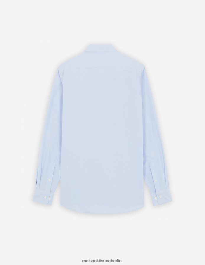 Kleidung V2DHL459 hellblau Frauen Klassisches Hemd mit Fuchskopf-Stickerei Maison Kitsune