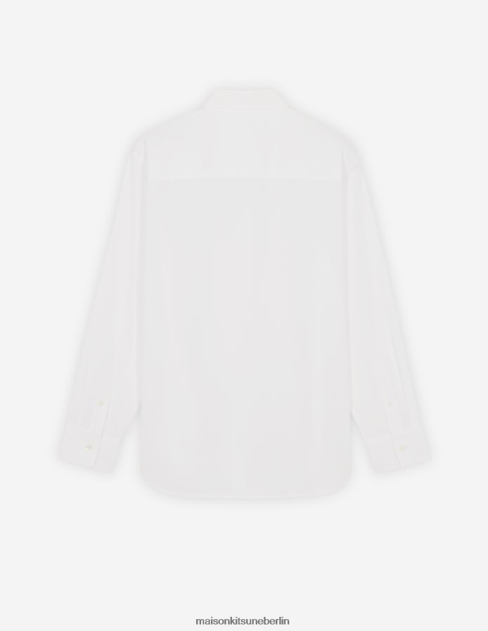 Kleidung V2DHL460 Weiß Frauen Klassisches Hemd mit Fuchskopf-Stickerei Maison Kitsune