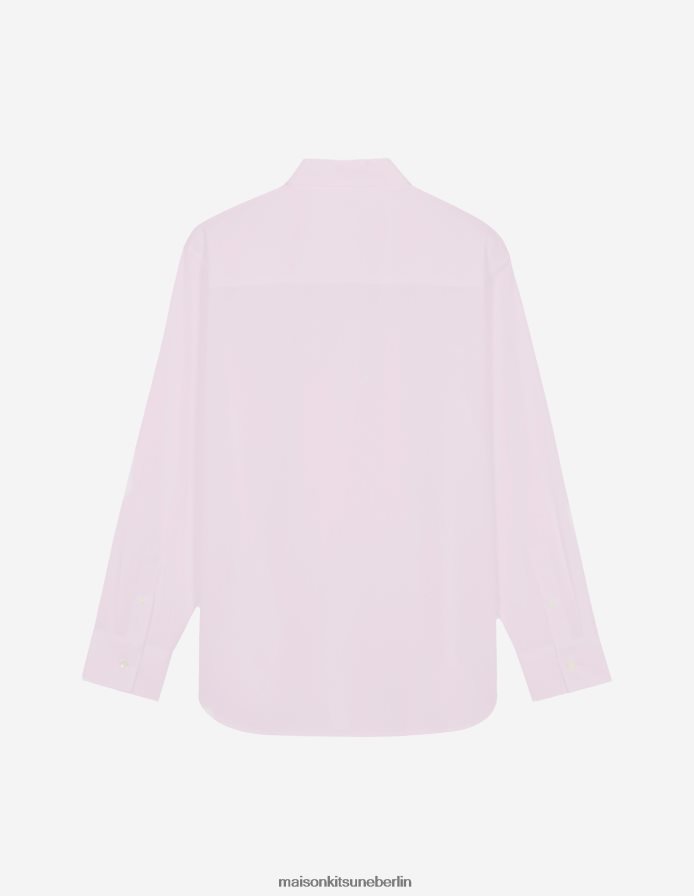 Kleidung V2DHL461 Hell-Pink Frauen Klassisches Hemd mit Fuchskopf-Stickerei Maison Kitsune