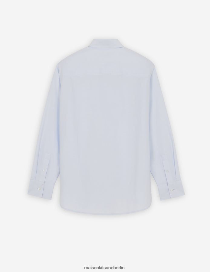 Kleidung V2DHL462 hellblau Frauen Klassisches Hemd mit dreifarbigem Fuchs-Patch Maison Kitsune