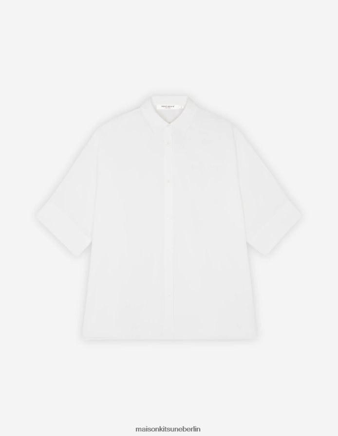 Kleidung V2DHL466 Weiß Frauen kastenförmiges Hemd Maison Kitsune