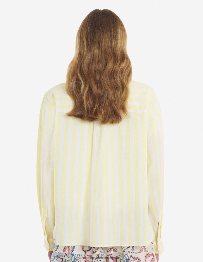Kleidung V2DHL467 Zitrone Frauen Hemd mit Streifen am Pool Maison Kitsune