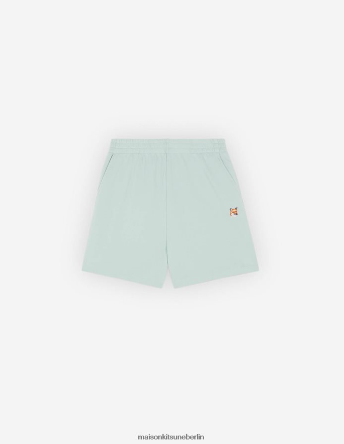 Kleidung V2DHL477 blauer Dunst Frauen Fuchskopf-Patch-Jogshorts Maison Kitsune