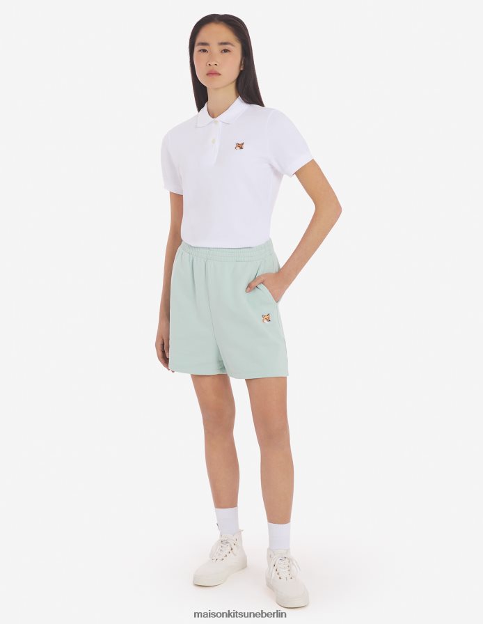 Kleidung V2DHL477 blauer Dunst Frauen Fuchskopf-Patch-Jogshorts Maison Kitsune