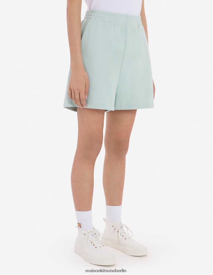 Kleidung V2DHL477 blauer Dunst Frauen Fuchskopf-Patch-Jogshorts Maison Kitsune