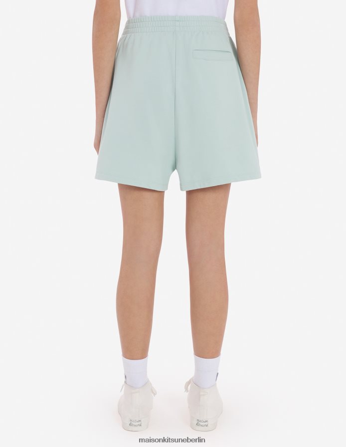 Kleidung V2DHL477 blauer Dunst Frauen Fuchskopf-Patch-Jogshorts Maison Kitsune