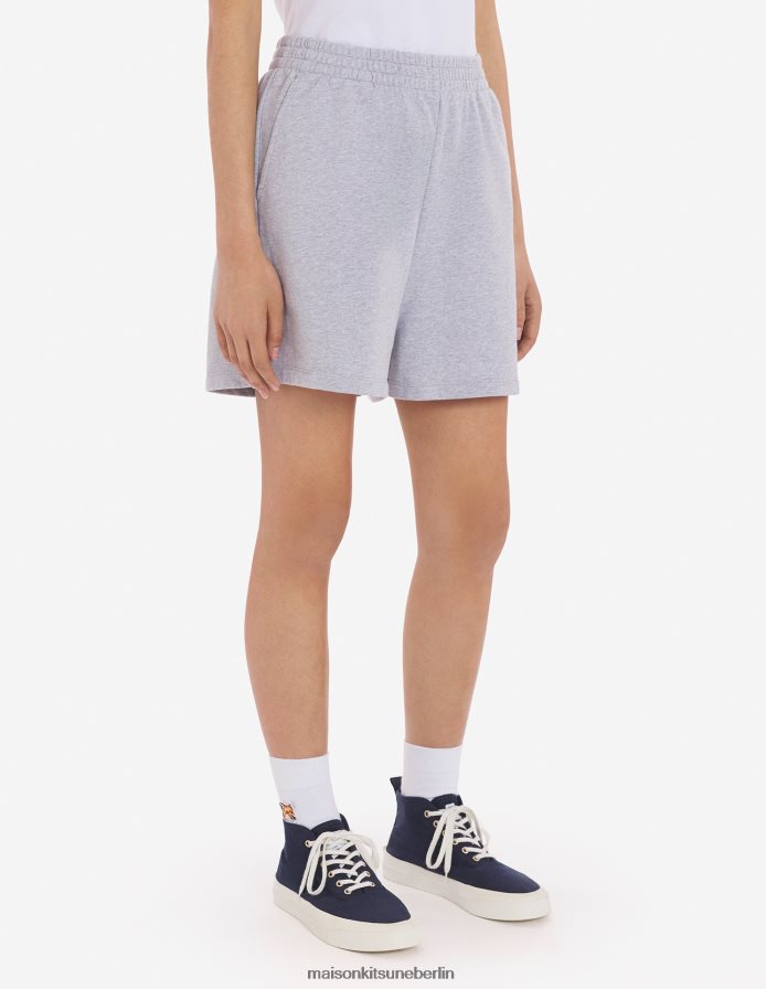 Kleidung V2DHL478 hellgrau meliert Frauen Fuchskopf-Patch-Jogshorts Maison Kitsune