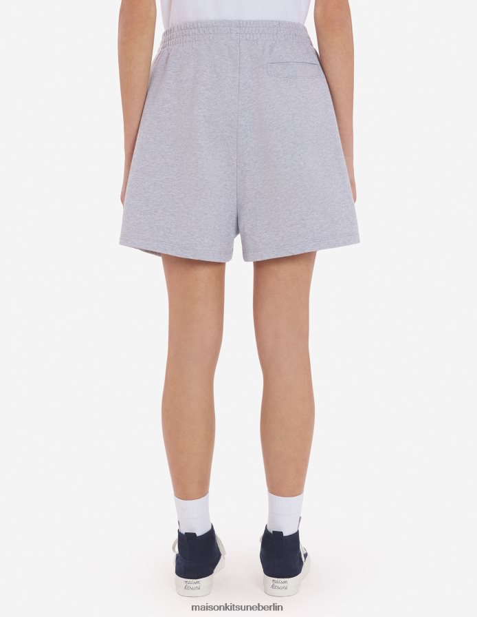 Kleidung V2DHL478 hellgrau meliert Frauen Fuchskopf-Patch-Jogshorts Maison Kitsune