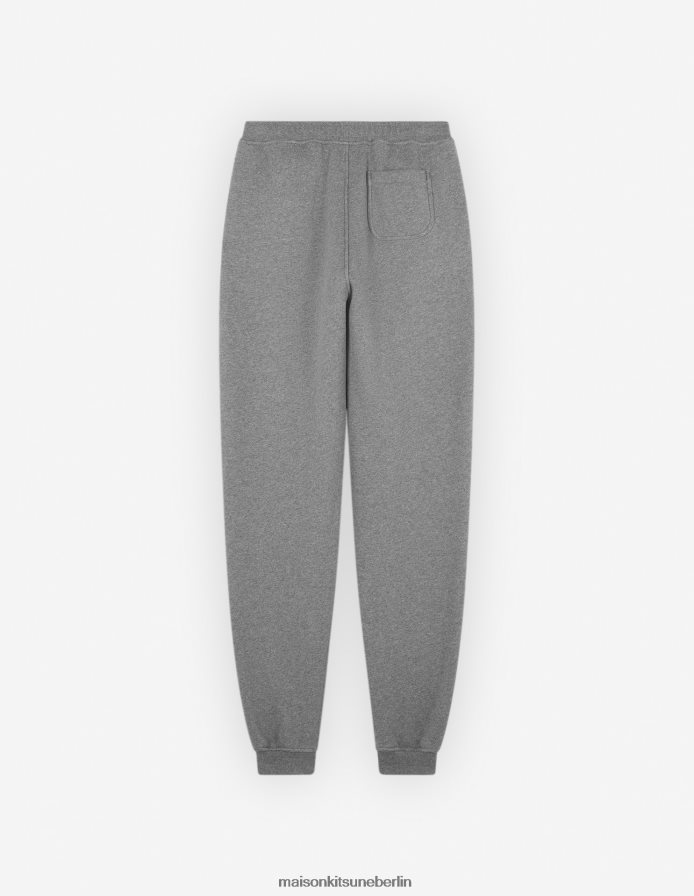 Kleidung V2DHL481 mittelgraue Melange Frauen Normale Jogginghose mit auffälligem Fuchskopf-Patch Maison Kitsune