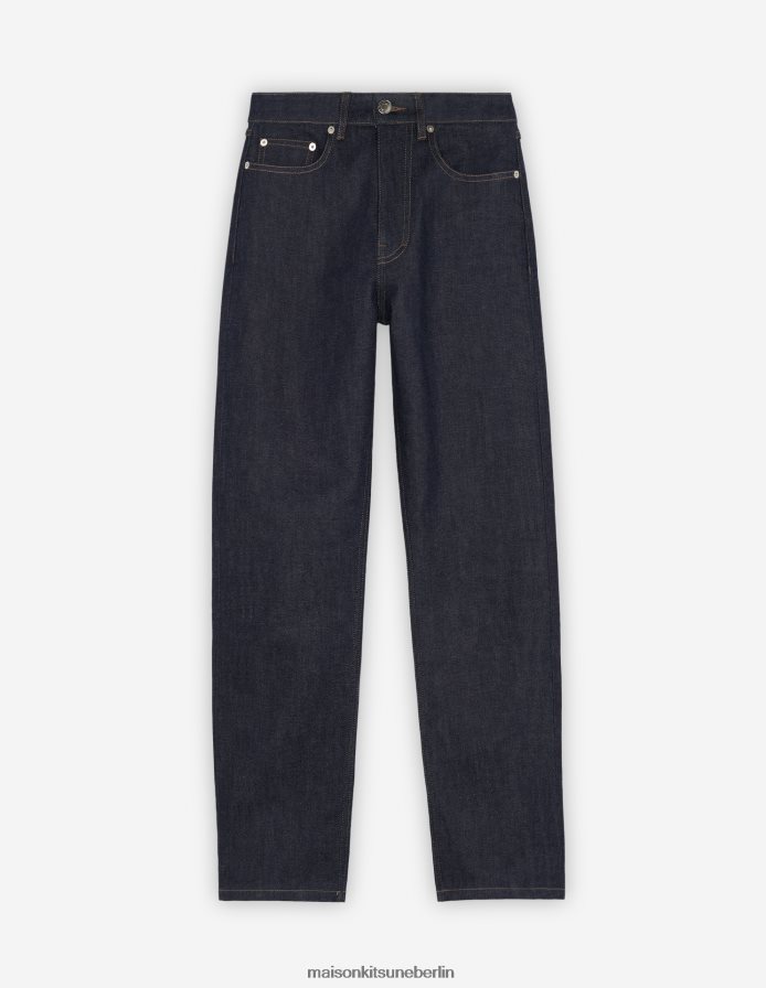 Kleidung V2DHL482 Indigo Frauen verkürzte, gerade Jeans Maison Kitsune