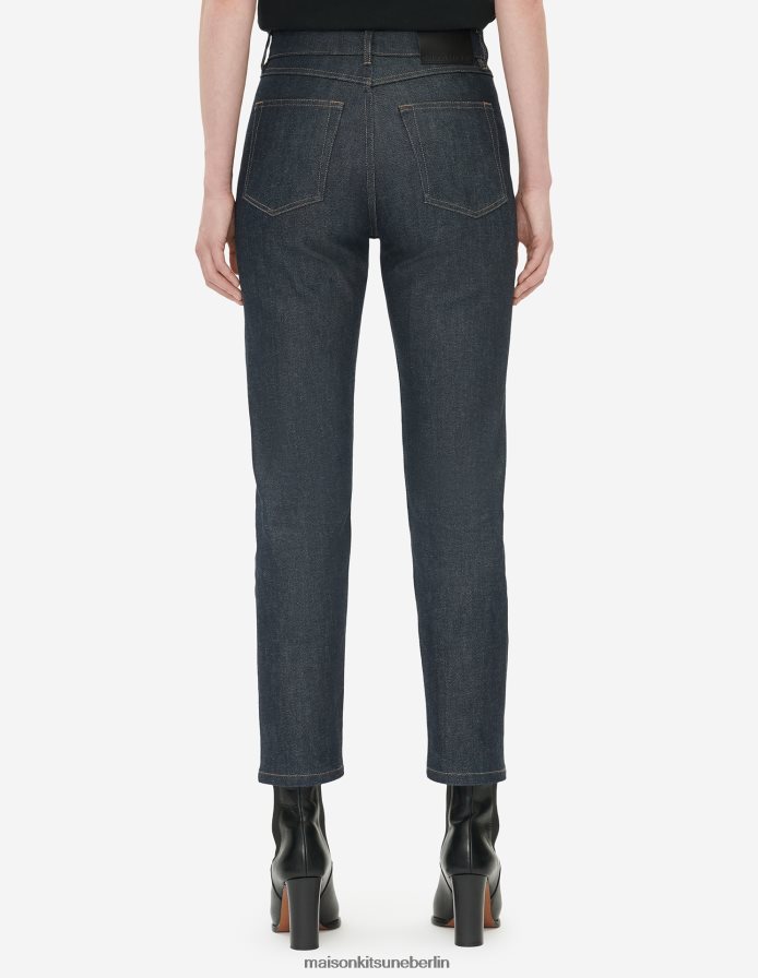 Kleidung V2DHL482 Indigo Frauen verkürzte, gerade Jeans Maison Kitsune