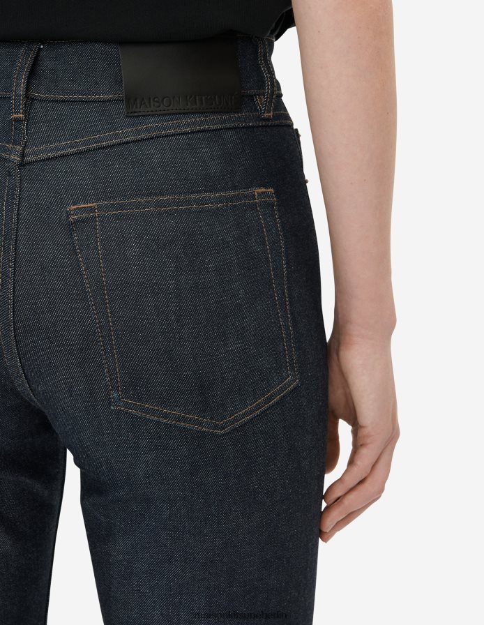 Kleidung V2DHL482 Indigo Frauen verkürzte, gerade Jeans Maison Kitsune