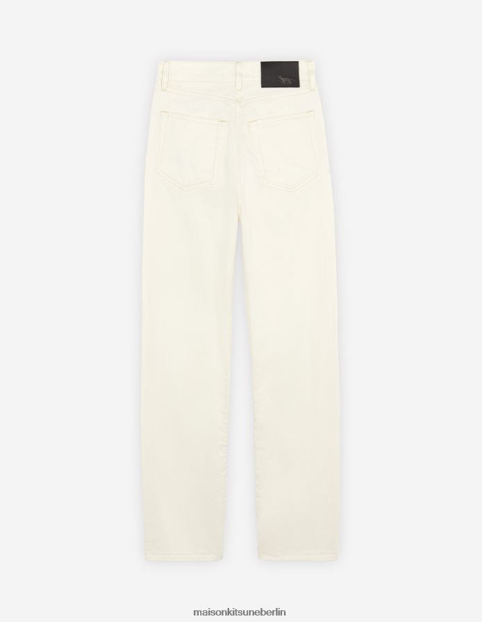 Kleidung V2DHL484 naturfarben Frauen verkürzte, gerade Jeans Maison Kitsune