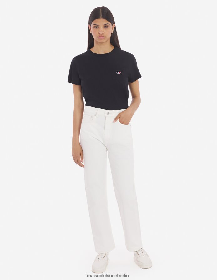 Kleidung V2DHL484 naturfarben Frauen verkürzte, gerade Jeans Maison Kitsune