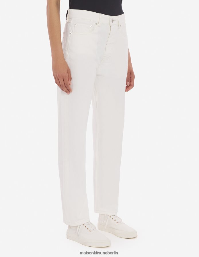 Kleidung V2DHL484 naturfarben Frauen verkürzte, gerade Jeans Maison Kitsune