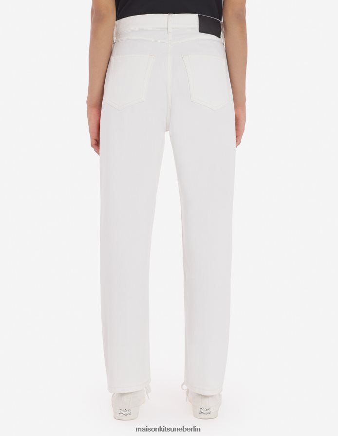 Kleidung V2DHL484 naturfarben Frauen verkürzte, gerade Jeans Maison Kitsune