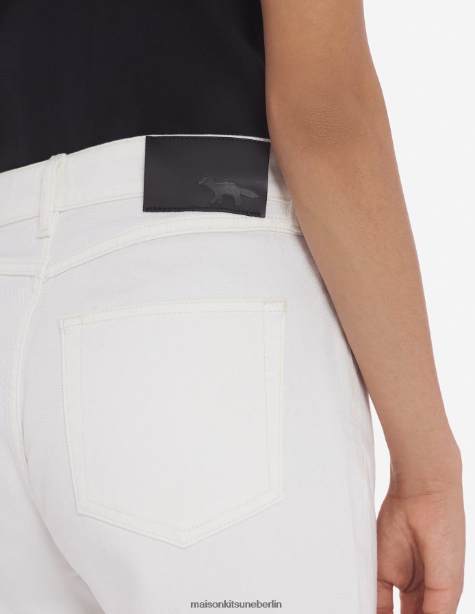 Kleidung V2DHL484 naturfarben Frauen verkürzte, gerade Jeans Maison Kitsune