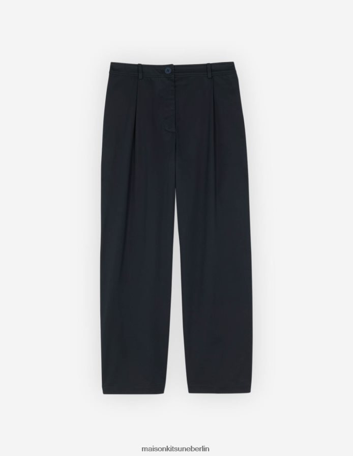 Kleidung V2DHL485 dunkles Marineblau Frauen Kurze Hose mit einer Bundfalte Maison Kitsune