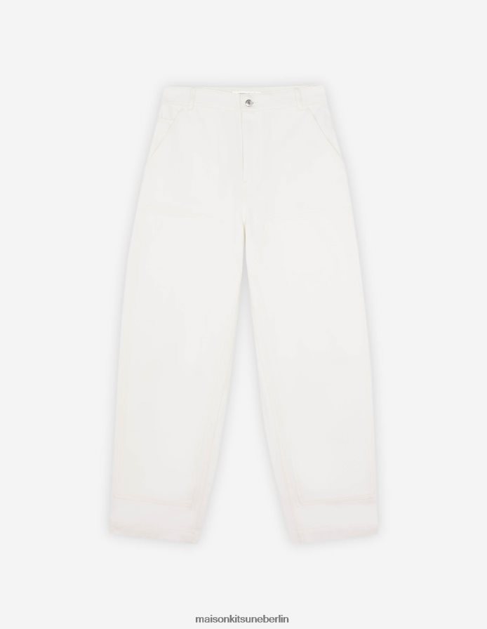 Kleidung V2DHL488 cremefarben Frauen Arbeiterjeans Maison Kitsune