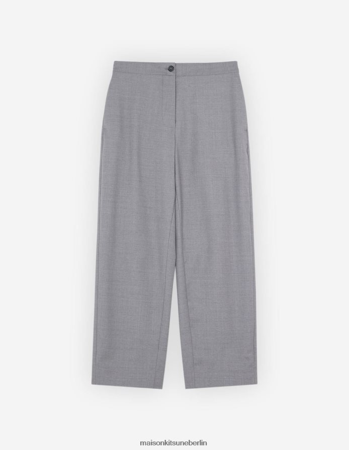 Kleidung V2DHL489 hellgrau meliert Frauen elastische, kurze Hose Maison Kitsune