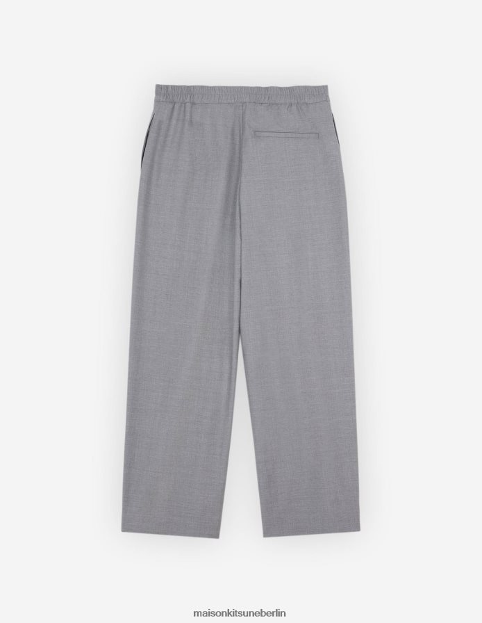 Kleidung V2DHL489 hellgrau meliert Frauen elastische, kurze Hose Maison Kitsune