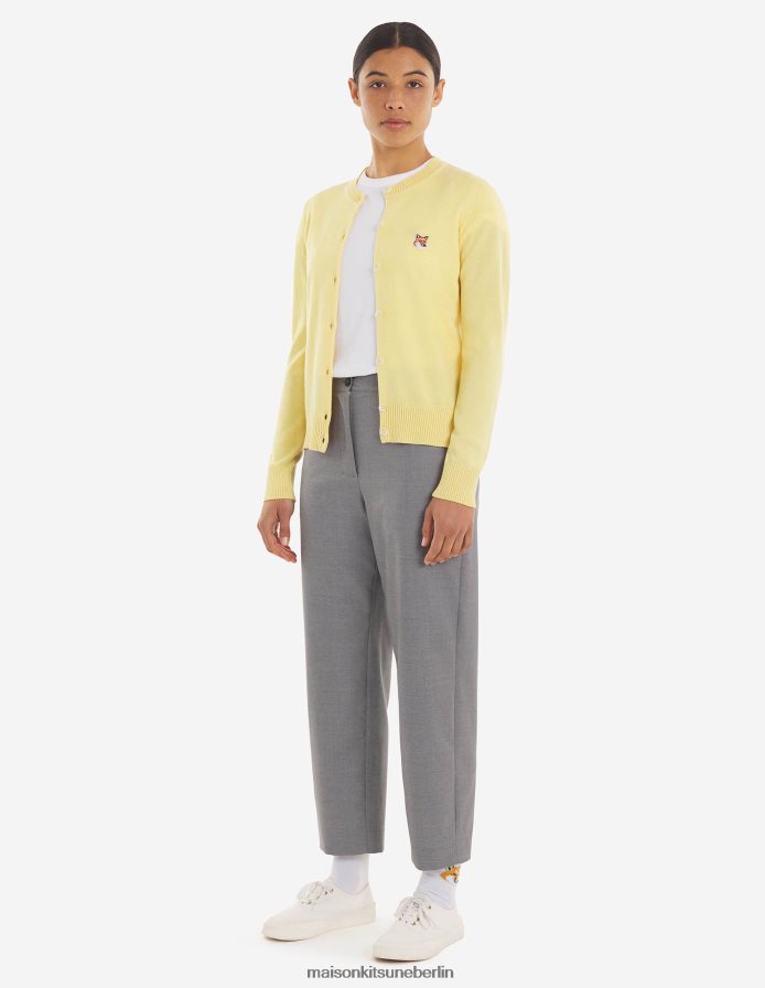 Kleidung V2DHL489 hellgrau meliert Frauen elastische, kurze Hose Maison Kitsune