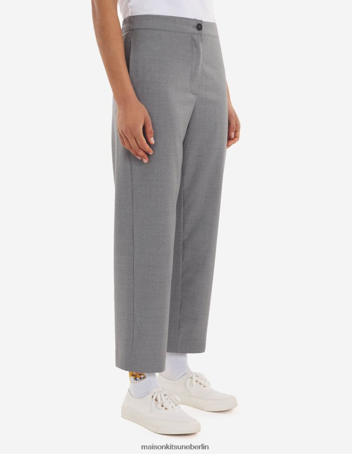 Kleidung V2DHL489 hellgrau meliert Frauen elastische, kurze Hose Maison Kitsune