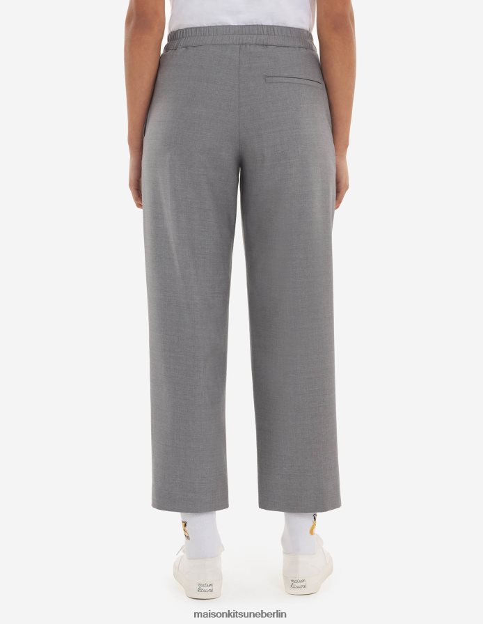 Kleidung V2DHL489 hellgrau meliert Frauen elastische, kurze Hose Maison Kitsune