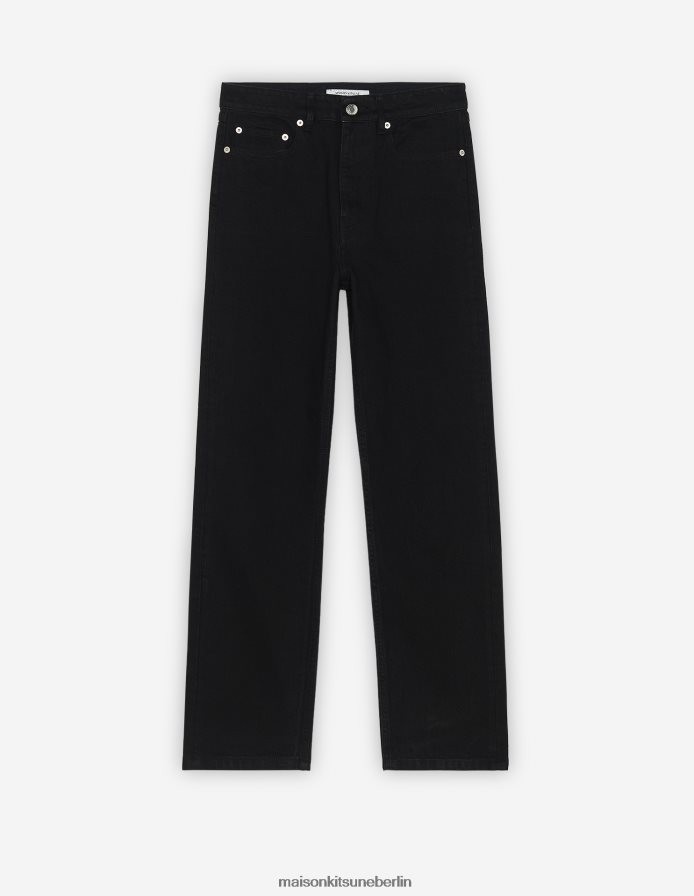Kleidung V2DHL490 Schwarz Frauen verkürzte, gerade Jeans Maison Kitsune