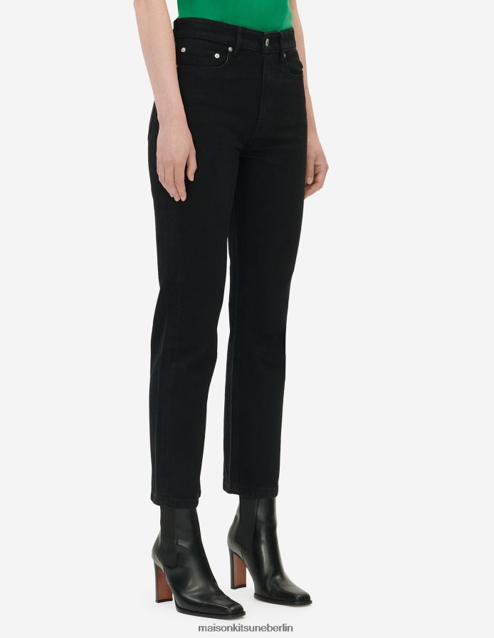 Kleidung V2DHL490 Schwarz Frauen verkürzte, gerade Jeans Maison Kitsune