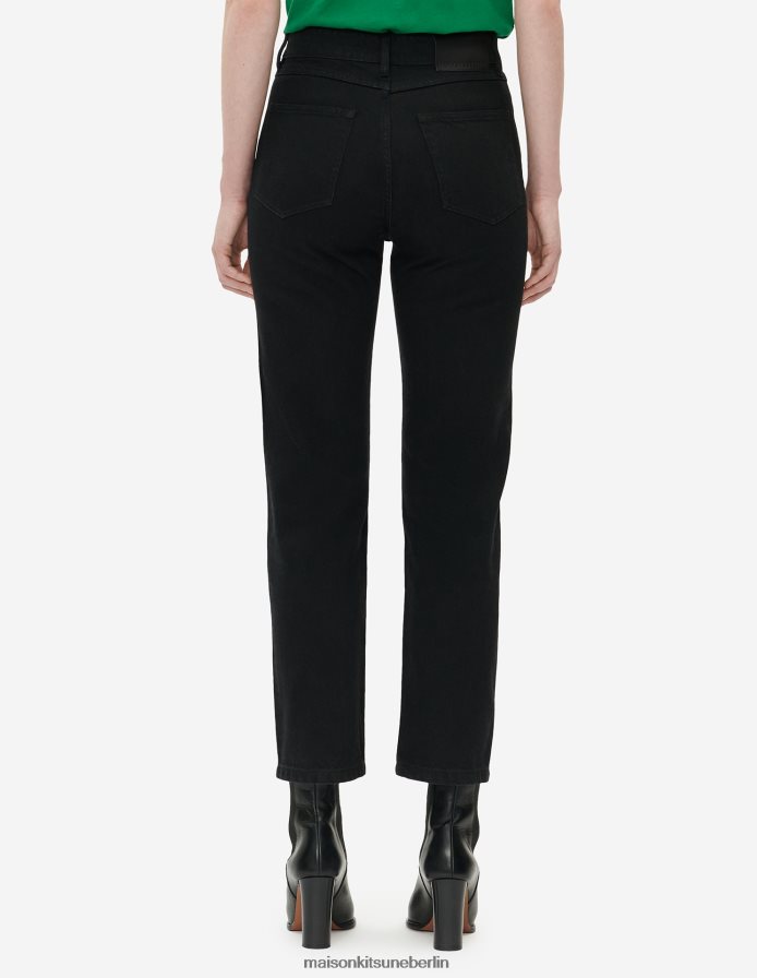 Kleidung V2DHL490 Schwarz Frauen verkürzte, gerade Jeans Maison Kitsune