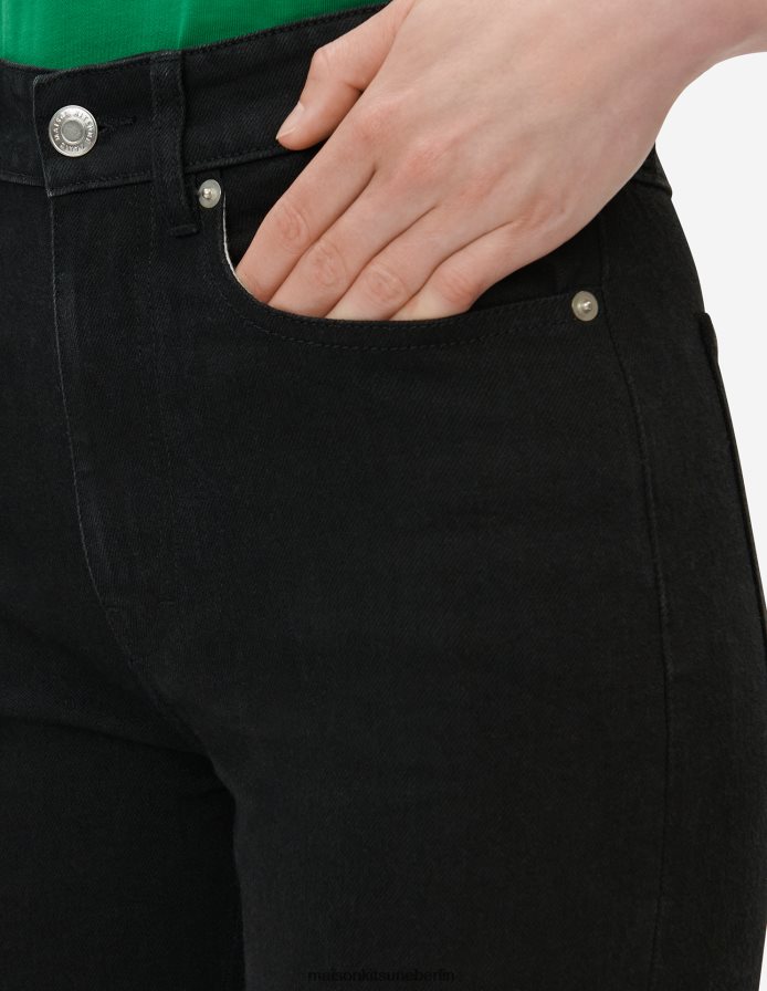 Kleidung V2DHL490 Schwarz Frauen verkürzte, gerade Jeans Maison Kitsune