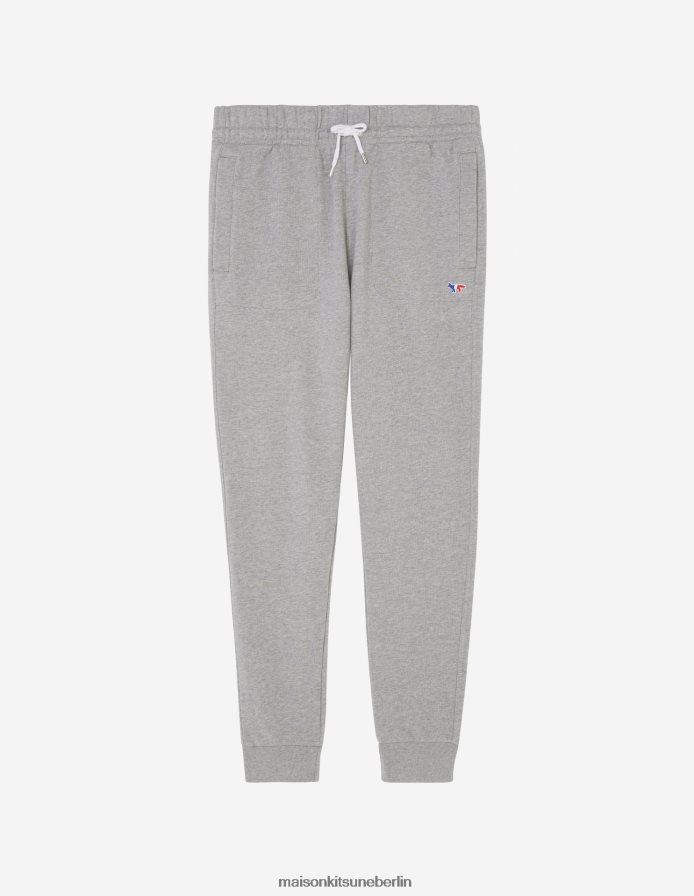 Kleidung V2DHL491 graue Melange Frauen Klassische Jogginghose mit dreifarbigem Fuchs-Patch Maison Kitsune