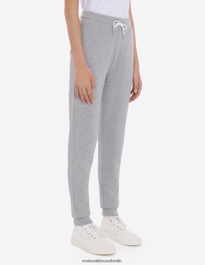 Kleidung V2DHL491 graue Melange Frauen Klassische Jogginghose mit dreifarbigem Fuchs-Patch Maison Kitsune