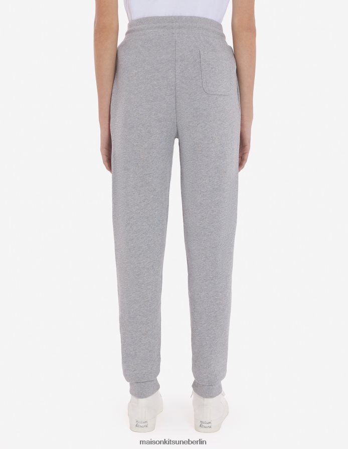 Kleidung V2DHL491 graue Melange Frauen Klassische Jogginghose mit dreifarbigem Fuchs-Patch Maison Kitsune