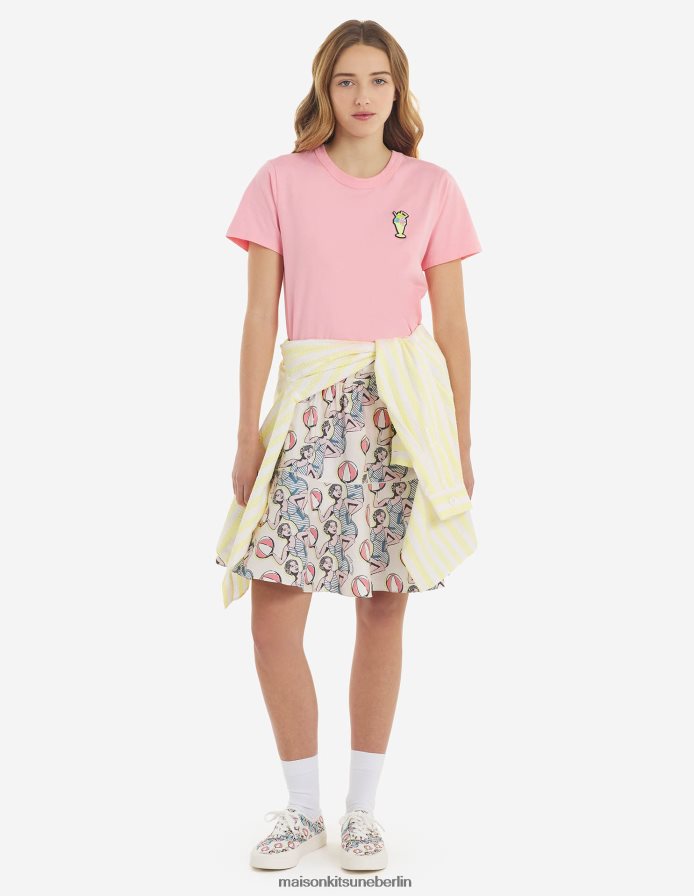 Kleidung V2DHL470 Multico-Design Frauen Mini-Wickelrock mit Aufdruck „Tanzende Mädchen“. Maison Kitsune