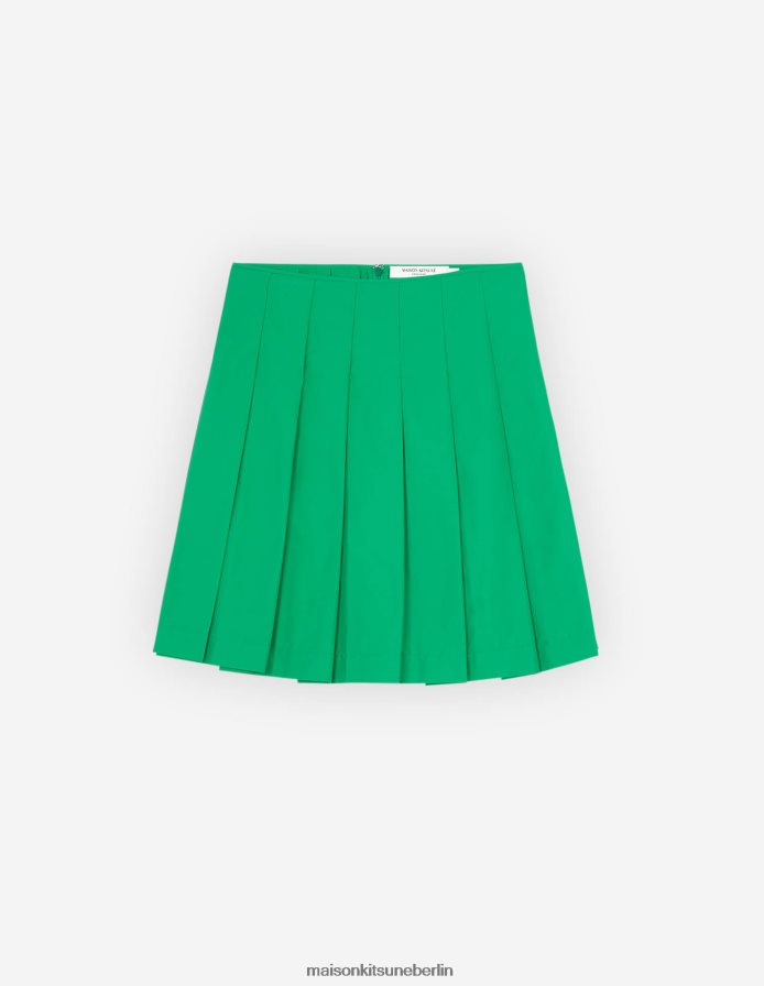 Kleidung V2DHL473 Gras-Grün Frauen plissierter kurzer Rock Maison Kitsune