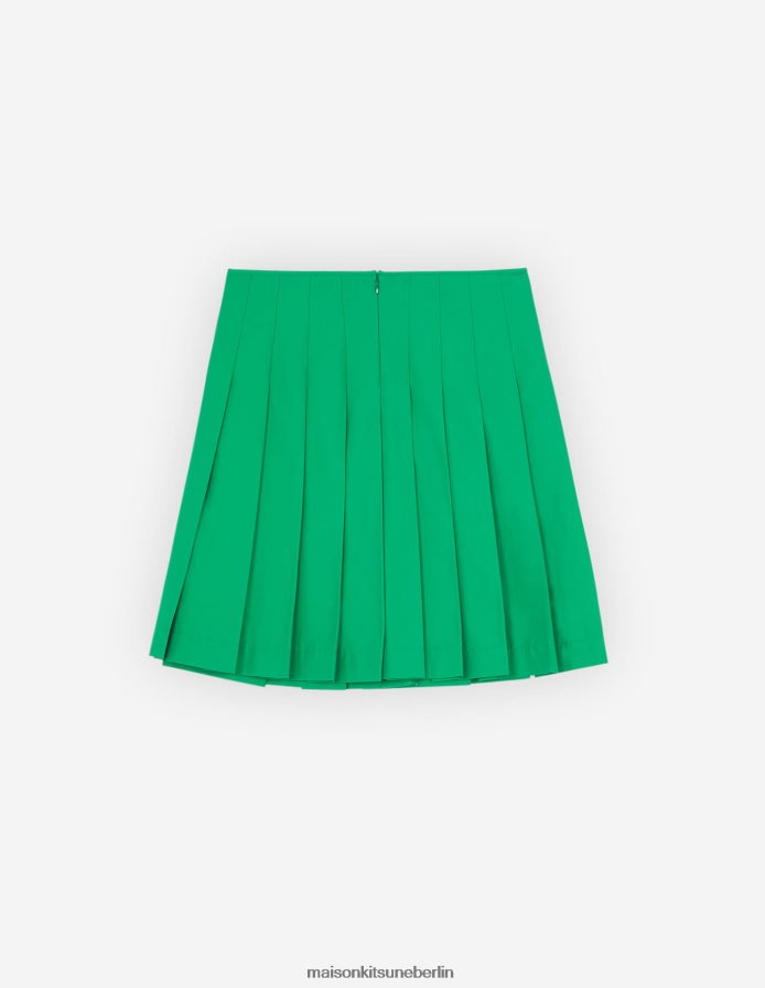 Kleidung V2DHL473 Gras-Grün Frauen plissierter kurzer Rock Maison Kitsune