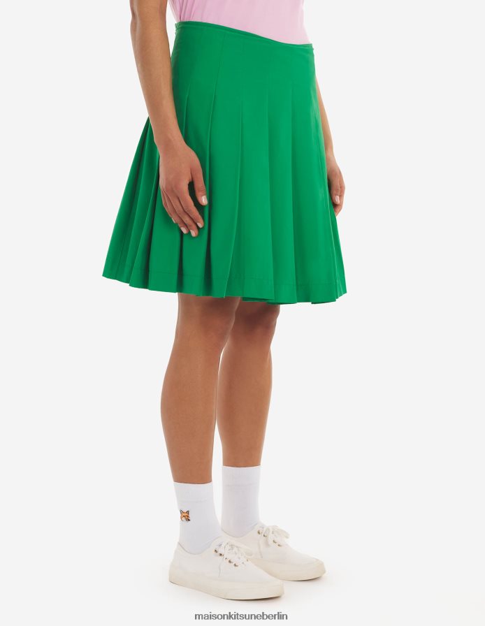 Kleidung V2DHL473 Gras-Grün Frauen plissierter kurzer Rock Maison Kitsune