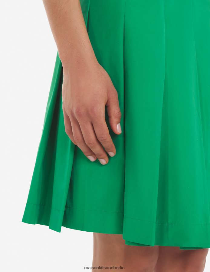 Kleidung V2DHL473 Gras-Grün Frauen plissierter kurzer Rock Maison Kitsune