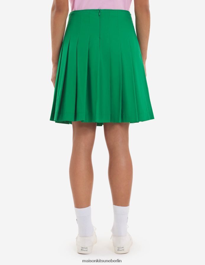 Kleidung V2DHL473 Gras-Grün Frauen plissierter kurzer Rock Maison Kitsune