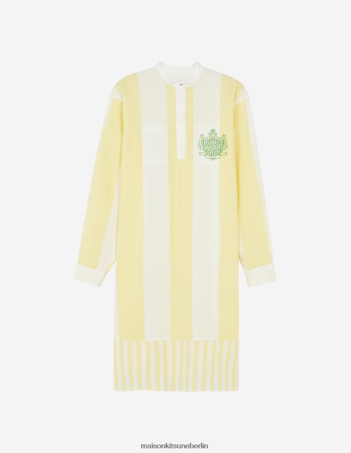 Kleidung V2DHL475 Zitrone Frauen Tunikakleid mit Streifen am Pool Maison Kitsune