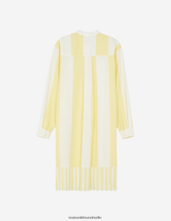 Kleidung V2DHL475 Zitrone Frauen Tunikakleid mit Streifen am Pool Maison Kitsune