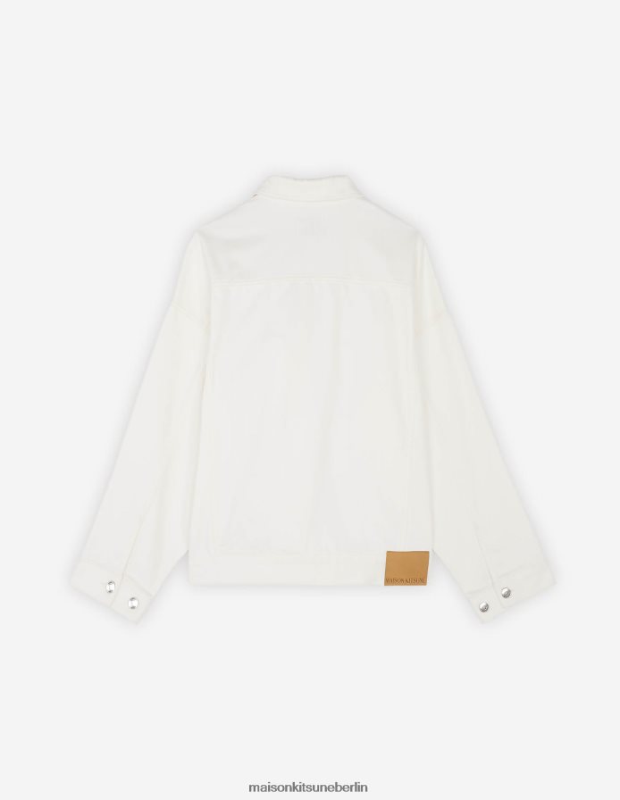 Kleidung V2DHL497 cremefarben Frauen Übergroße Trucker-Jacke Maison Kitsune