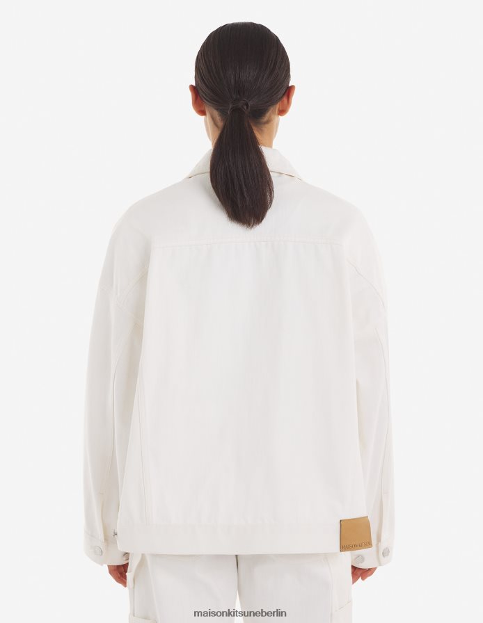 Kleidung V2DHL497 cremefarben Frauen Übergroße Trucker-Jacke Maison Kitsune