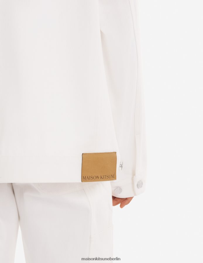 Kleidung V2DHL497 cremefarben Frauen Übergroße Trucker-Jacke Maison Kitsune