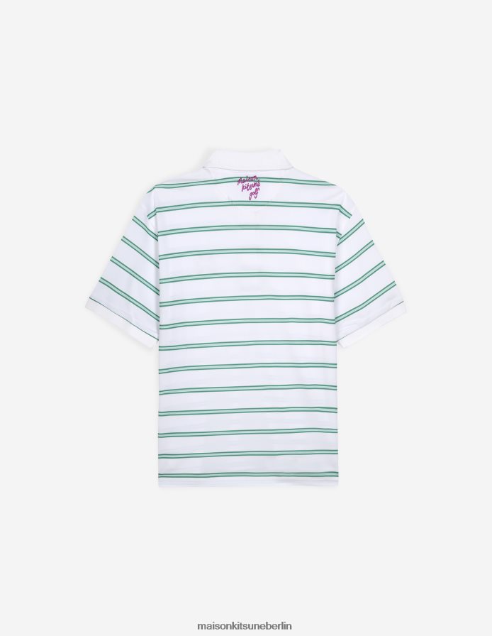 Kleidung V2DHL390 Weiß Frauen Profile Fox Kurzarm-Poloshirt mit Streifen Maison Kitsune