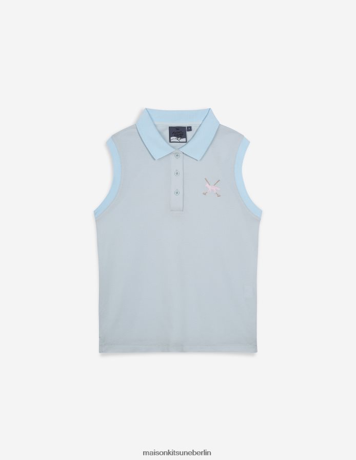 Kleidung V2DHL398 Himmelblau Frauen Ärmelloses Poloshirt von Profile Fox Maison Kitsune