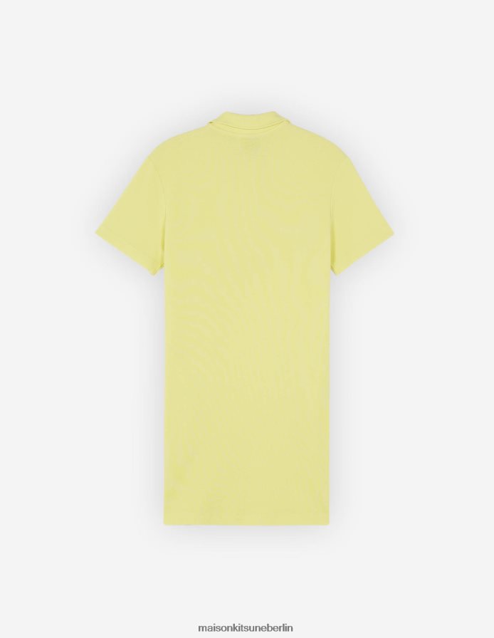 Kleidung V2DHL400 Zitrone Frauen Polokleid mit farblich abgestimmtem Fuchskopf-Patch Maison Kitsune