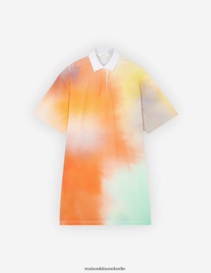 Kleidung V2DHL401 Aquarelldruck Frauen MK x Rop Van Mierlo Fox entspanntes Polokleid Maison Kitsune